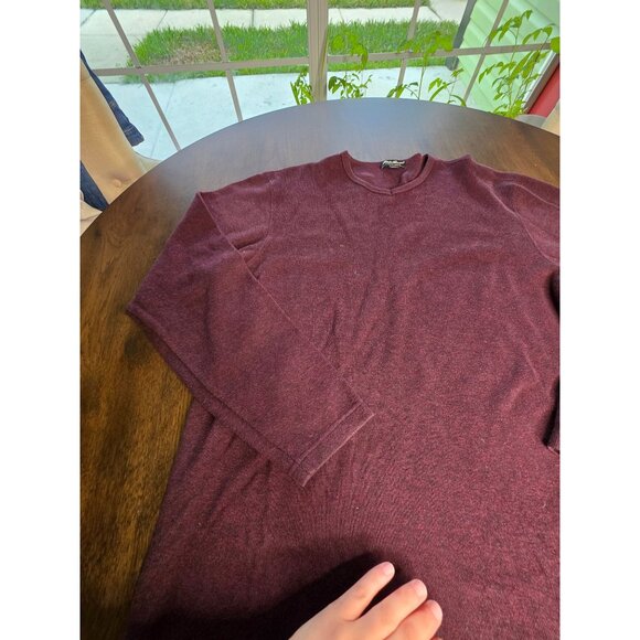 Eddie Bauer Mens Sweater L Tall Plum Purple Pullover Crewneck Long Sleeve Cotton - Picture 4 of 15